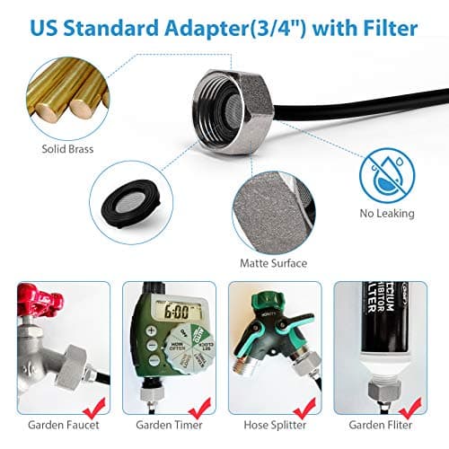 lifeegrn Misting Cooling System, Outdoor Misting System for Patio, 40 FT Misting Line+10 Mist Nozzles+3/4" Brass Adapter,Outdoor Mister System for Patio Garden Trampoline Greenhouse