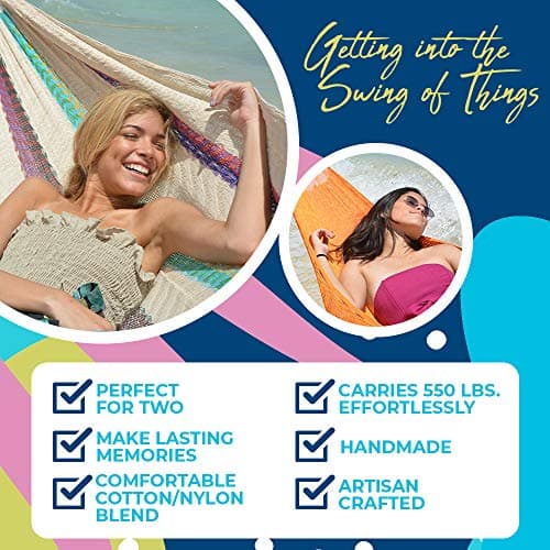 Hammocks Rada - Fits 12.5 to 13 Feet - Matrimonial Size - Finest Hammock - Very Fresh and Comfortable - Original Mayan Hammock