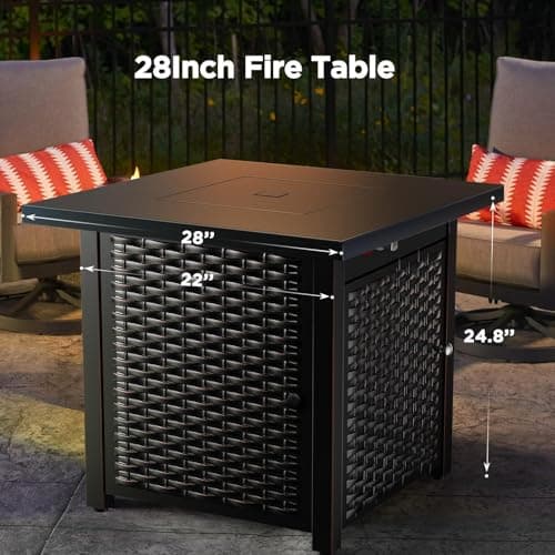 Ciays 32 Inch Propane Fire Pit, CSA-Listed Outdoor Gas Fire Pit 50,000 BTU Steel Fire Pit Table with Lid, Add Warmth and Ambience to Gatherings and Parties On Patio Deck Garden, Black,CIFPT4B