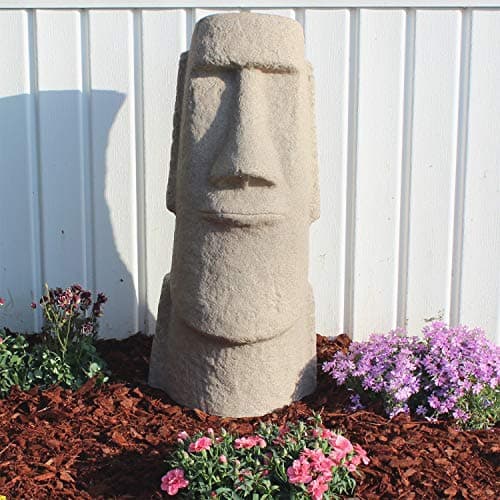 EMSCO Group Easter Island Head Statue – Natural Sandstone Appearance – Made of Resin – Lightweight – 28” Height