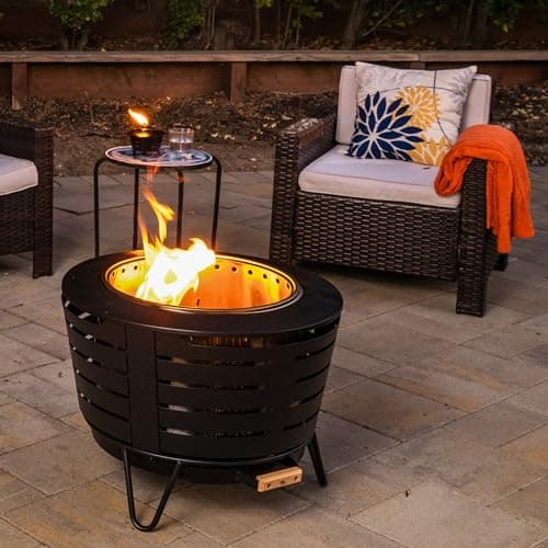 TIKI Mini Fire Pit Tabletop Torch 2-Pack, Outdoor Decorative TIKI Torch for Patio, Backyard, and Garden, Black Metal Tabletop Flame Torch, Includes Long Lasting Wick and Snuffer