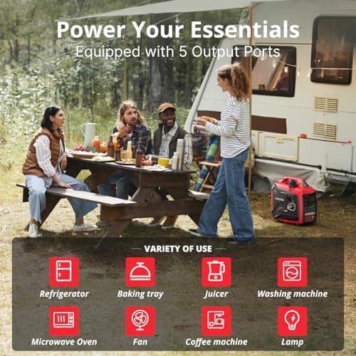 Portable Inverter Generator 2500W Gas Powered, Long Runtime Gas Generator for Home Backup, Emergency, Camping, EPA Compliant 2025 Version