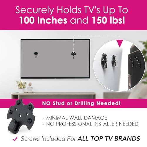 HangSmart TV® Wall Mount NO Stud - Original & Patented Easy Install, DIY for 19-100" TVs, Holds Up to 150LBS, Fits Most LED LCD Flat Screens & Monitors, Includes Hardware