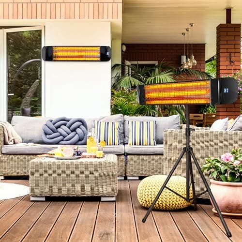 Paraheeter Electric Outdoor Heater, Infrared Patio Heater for Outdoor/Indoor Use, Wall Mounted/Ceiling/Tripod Infrared Heater Outdoor, 1500W Electric Patio Heater, CSA certificate.