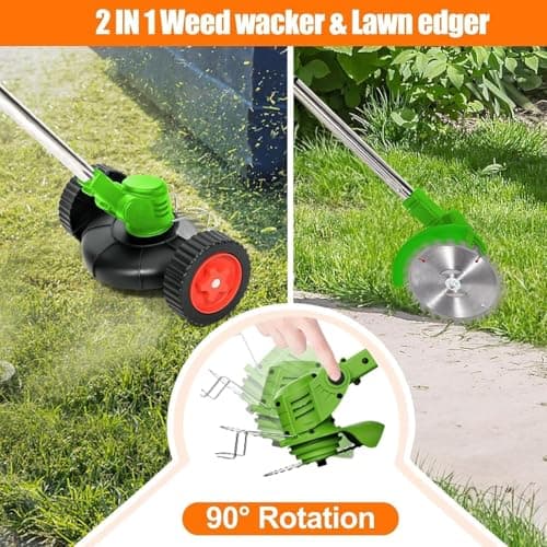 Cordless Weed Wacker Electric Weed Wacker Battery Powered with 21V 4.0Ah Battery Operated Grass Trimmer 3 in 1 Weed Trimmer Lawn Edger Brush Cutter for Lawn Garden Pruning Trimming