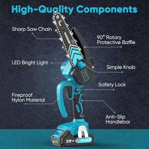 6 Inch Mini Chainsaw Cordless, Portable Electric Chainsaw, for Wood Cutting, Tree Trimming, Courtyard, Household, and Garden