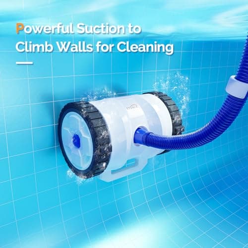 VINGLI Pool Cleaner Suction-Side Pool Vacuum Automatic Sweeper for Inground Swimming Pool,Climbs Walls -39.6ft Tangle Free Hose