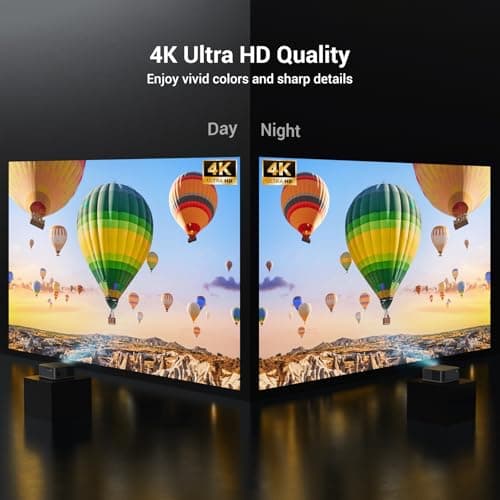 [1500 ANSI/Auto Focus] 4K Home Theater Projector with WiFi 6 and Bluetooth 5.2, HAPPRUN 300'' Movie Projector for Indoor/Outdoor, Smart Proyector Compatible with Phone/TV Stick/PC/PS5