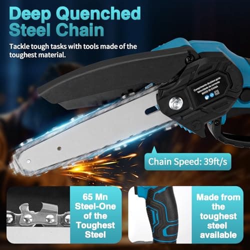 6-Inch Mini Electric Chainsaw Cordless, 1500mAh Lightweight Battery with Safety Lock & Low Noise, Handheld Chainsaw for Tree Trimming, Gardening, Camping - Senior/Ladies-Friendly Gift