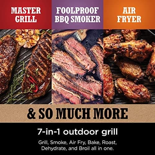 Ninja OG751BRN Woodfire Pro Outdoor Grill and Smoker with Built in Thermometer, 7 in 1 Master Grill, Grey, Electric, with XSKCOVER Cover + XSKOP2RL All Purpose Blend Pellets+XSKUNSTAND Stand