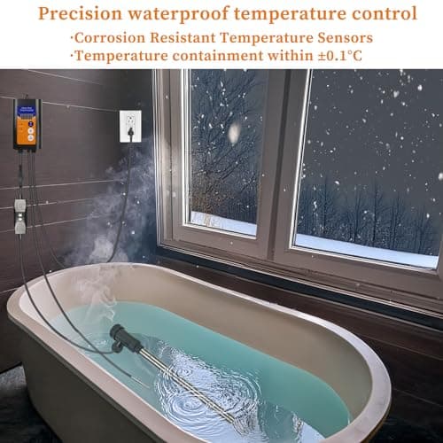 1500W Titanium Fully Submersible, Portable Electric Hot Tub immersion Water Heater with Thermostat, GFCI Leakage protection for pool, Bathtubs, Buckets, baptistry, Saltwater Most of Liquid