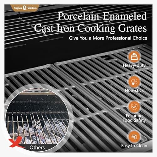 Sophia & William 4-Burner Gas BBQ Grill with Side Burner and Porcelain-Enameled Cast Iron Grates, 42,000BTU Propane Grills Outdoor Cooking Barbecue Cabinet Style, Blue