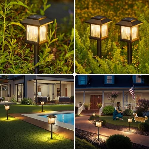 KOOPER 10 Pack Solar Pathway Lights Outdoor, Unique Solar Garden Lights Outdoor Waterproof, Bright Walkway Llights UP to 10 Hours of Lighting Decorative for Landscape Path Driveway Lawn Patio Yard