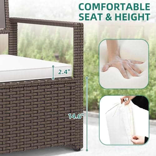 YITAHOME 70 Gallon All-Weather PE Rattan Storage Bench, Waterproof Deck Box Seat for Patio Furniture, Outdoor Cushions, Pool & Garden Tools, Brown
