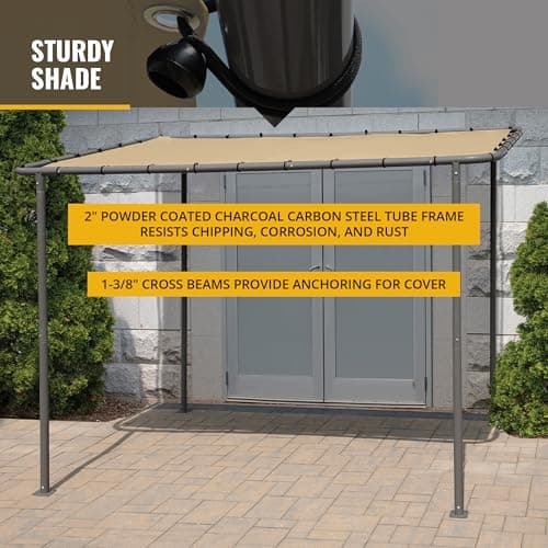ShelterLogic 10' x 6' Solano Gazebo Canopy Charcoal Carbon Steel Frame and Marzipan Water-Resistant and Sun Protection Tan Cover