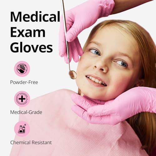 Pink Nitrile Gloves, 3-mil, Industrial Gloves Disposable Latex Free, for Cleaning & Esthetician, Rubber Powder-Free, 100-ct Box (Medium) Medium (Pack of 100)