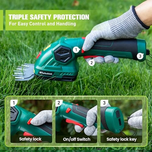 Hedge Trimmer, Cordless Grass Shear & Electric Shrub Trimmer - 2 in 1 Handheld Grass Cutter, Hedge Shear for Garden, Lawn, Rechargeable Lithium-Ion Battery and Type-C Cable Included