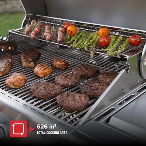 Nexgrill 4-Burner Propane Gas Grill in Stainless Steel with Side Burner, 60000BTUs, 626 sq. in. Cooking Space, Perfect for Outdoor Cooking & Grilling, Patios, BBQ, Backyards, Silver, 720-0830H