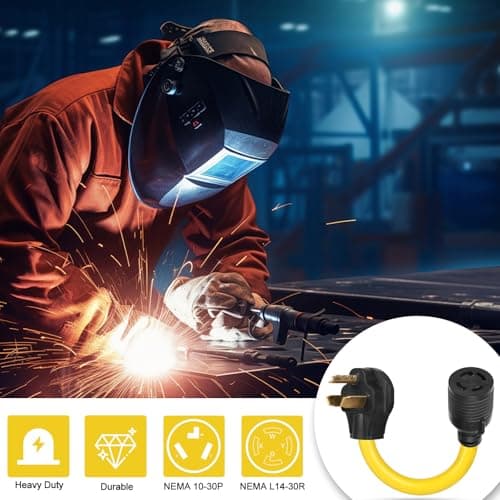NEMA 10-30P to L14-30R Power Cord Adapter, ZDHQLHJ 30 Amp 3 Prong 10-30 Male Plug to 4 Prong Twist Lock L14-30 Female Outlet Receptacle Extension Cord, for Generator Welder Dryer Plasma Cutter