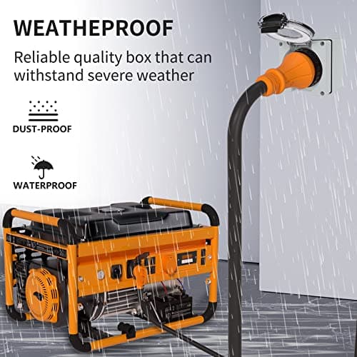 STARELO 50 Amp Generator Power Inlet Box NEMA SS2-50P,125/250 Volt 12500W, Outdoor dustproof and Weatherproof for generators, Welding Machines, etc.ETL Listed.(NEMA SS2-50P Box)