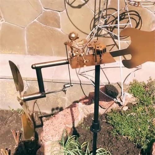 Handmade Metal Drummer Windmill, Drummer Windmill Garden Decoration, Percussionist Music Figurines,Fun Wind-Powered Sculpture Home Decor