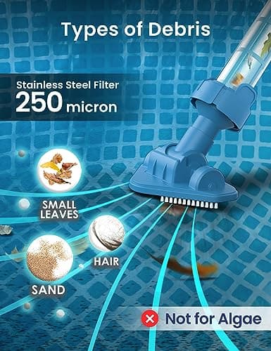 KOKIDO 5-in-1 Rechargeable Spa Vacuum Cleaner Set with 3 Hand Tools, IPX8 Safe for Warm/Cold Water, Portable, Light Duty Cleaning for Inflatable Spas, Hot Tubs, Jet Tubs, Debris & Sand Cleaning XV100