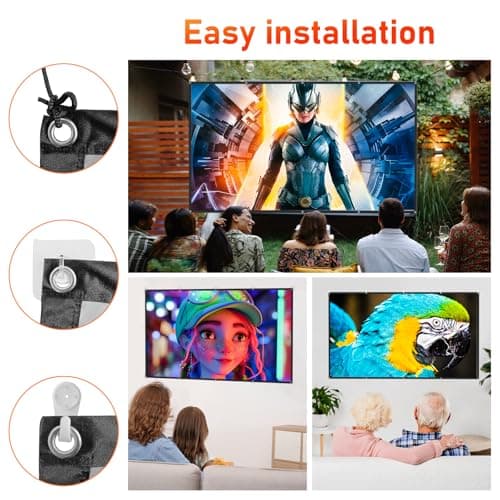 ALR Projection Screen, 4K Movie Projector Screen 16:9 HD Foldable Anti-Crease Portable Projector, Movies Screen for Home Theater Outdoor Indoor Support Double Sided Projection (120in Pro)