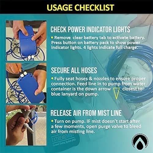 EXTREMEMIST Portable Misting System - 4 Mist Nozzles | Easy to Setup | 16 ft. Mist Line for Outdoor Patios, Golf Carts, Greenhouses, Canopy, Decks & More - Cools The air up to 30°F (17°C)!