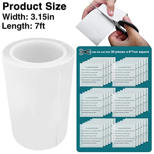 Birllaid Inflatable Patch Repair Kit Waterproof Heavy Duty, Clear TPU Repair Tape for Bounce House, Tent, Canvas, Canopy, Pool Floats, Swimming Ring