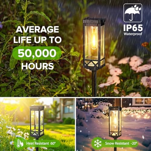 KOOPER Taller Solar Pathway Lights Outdoor, 8 Pack Upgraded Brighter Solar Garden Lights Solar Powered, Up to 15 Hours Outdoor Solar Lights for Yard Landscape Lighting Path Walkway Driveway Sidewalk