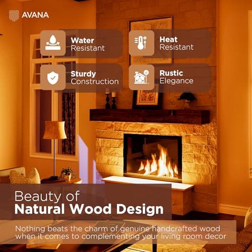 Avana Fireplace Mantel - Wall-Mounted Mantles for Over Fireplace - Farmhouse Fireplace Mantle Shelves - Handcrafted Wood Fireplace Mantels - Floating Fireplace Mantel 72 X 8 X 5 - Rustic Traditional