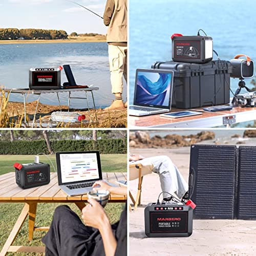 MARBERO 200W Portable Power Station 148Wh Camping Solar Generator Laptop Power Bank with AC Outlet 110V, DC, USB QC3.0, LED Flashlights for CPAP Home Outdoor Trip Emergency Backup
