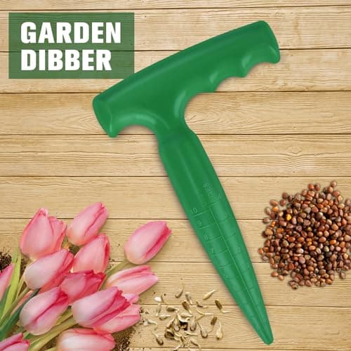 6.9 inch Bulb Planter Tool Plastic Sow Dibbler with Handle Garden Hand Dibber Garden Seed Tool for Sowing Seeds Planting Bulbs Digging (Green)
