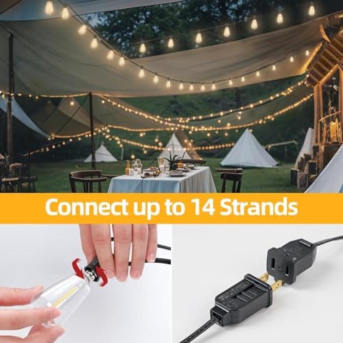 ST38 100FT LED Outdoor String Lights with 50 Shatterproof ST38 Bulbs+2 Spares, 2700K Warm White – for Backyard, Patio, Garden, Wedding, Party, Christmas, Porch, Deck, Gazebo, Bistro, Camping Decor