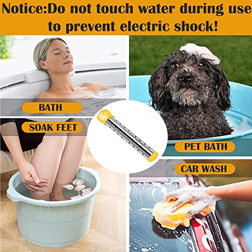 Immersion Water Heater,with 304 Stainless Steel Cover Intelligent Temperature Control and Digital LCD Thermometer Portable Bucket Heater Heat 5 Gallons of Water in Minutes