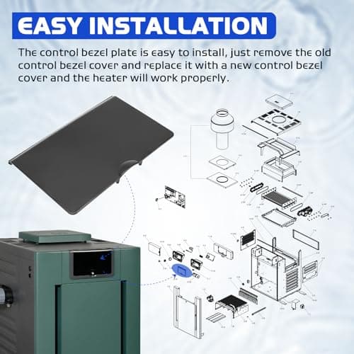 009487F Pool Heater Cover Control Bezel Compatible with Raypak Models RP2100, R185B, R265B Pool heaters, 206-407 Pool Heater Replacement Parts, Black