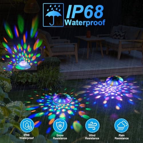 Rechargeable Floating Pool Lights: Remote Control Pool Lights That Float with 6 Dynamic Lighting IP68 Waterproof RGB Upper and Lower Floating Lights for Hot Tub Pool Garden Party 1 Pack