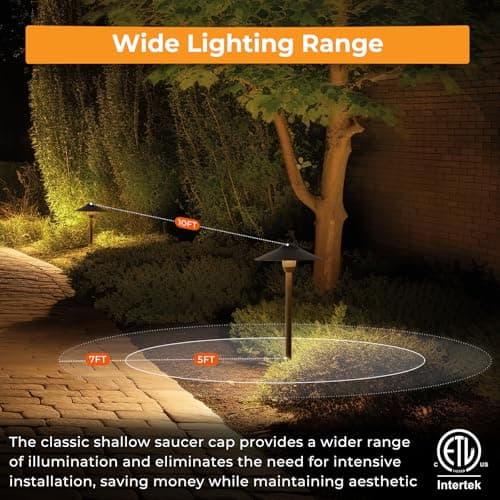 Gardencoin Low Voltage Pathway Lights (8.5'' Shade, 21.5'' Tall)，12V Outdoor LED Landscape Path Lights Wired, Aluminum Pathway Lighting with 3W 2700K Replaceable Bulb for Walkway Garden Yard, 6 Pack