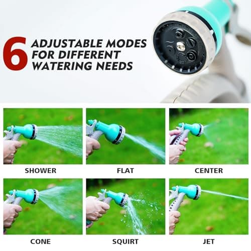 50FT Retractable Garden Hose Reel, Lightweight & Portable Hose Reel with 6 Patterns Spray Nozzle, Suitable for US Standard Hose Connection, Great for Patio Watering