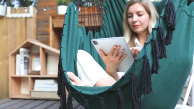 Y- STOP Hammock Chair Hanging Rope Swing, Max 500 Lbs, 2 Cushions Included, Large Macrame Hanging Chair with Pocket, Cotton Weave for Superior Comfort, Durability (Dark Grey)
