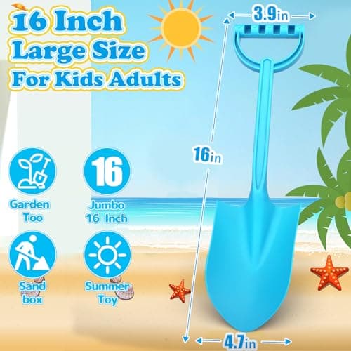 Beach Sand Shovels Toys, 16 Inch Heavy Duty Plastic Sand Spade Shovel for Kids Adults, Beach Sand Toy for Sandbox,Outdoor, Snow Scoop, Planting, Digging, Gardening, Summer Vacation 3 Pack