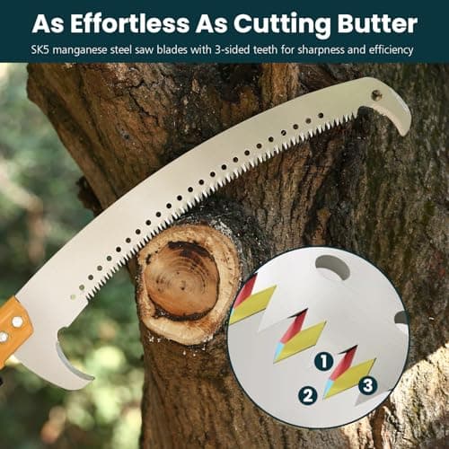 27 FT Pole Saws for Tree Trimming, [Ultra Sturdy] Tree Pruner with Thickened Saw Blade and Scissors for Tree Trimmer, Pole Cutter for Backyard and Garden, Bush Cutting and Pruning of Palm Trees