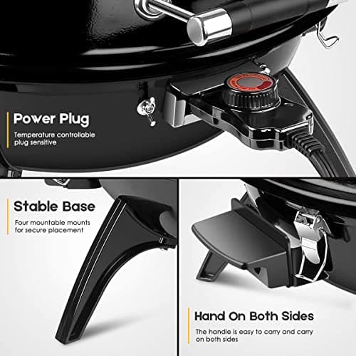 Techwood 1600W Electric Indoor/Outdoor Grill - 15-Serving Removable Stand BBQ with Double Layer Design for Countertops (Black)