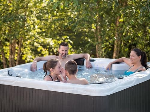 Hudson Bay HB34 6-Person Hot Tub with 34 Therapy Jets and Digital Controls – Sterling Acrylic Interior and Mocha Exterior Cabinet - Ideal for Backyard Relaxation and Hydrotherapy