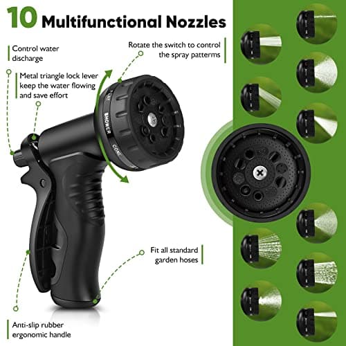 Garden Hose Metal 100FT, Stainless Steel Heavy Duty Water Hose With 10 Function Nozzle, No-Kink, Tough & Flexible, Sturdy and Lightweight, Rust Proof for Yard, Outdoor, RV