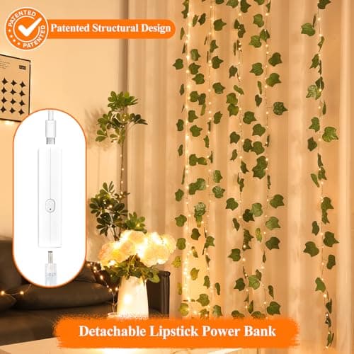 Lipstick Rechargeable Fairy Lights, 1 Pack Twinkle Lights Battery Operated, Mini Indoor LED String Lights with Timer for Vine, Bedroom, Christmas, Parties, Wedding, Decoration (10M/33FT Warm White)