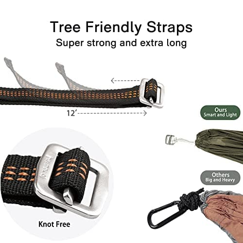 Onewind Camping Hammock, Ultralight Portable Hammock with Adjustable Ridgeline, Outdoor Hammock 20D Ripstop Nylon with 2 * 12Ft Tree Strap, Ideal for Camping, Hiking, Backpacking