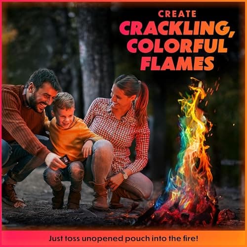 Magical Flames Fire Color Changing Packets for Fire Pit, Indoor/Outdoor Fireplace, Campfires, Bonfires - 25 Pack of Flame Color Changing Packets Camping Accessories