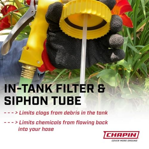 Chapin G364D Made in the USA 32 Ounce Professional Lawn and Garden Hose-End Sprayer With 16 Mixing Rations on the Metering Dial, Built-in Anti-Siphon, Translucent White