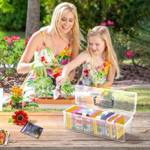 Seed Packet Organizer Box Plastic Portable Seed Packet Storage Box, Seed Storage Organizer